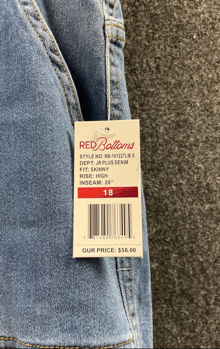 Red Bottoms Women's Blue High Waisted Skinny Cargo Jogger Jeans Sz 18 NWT