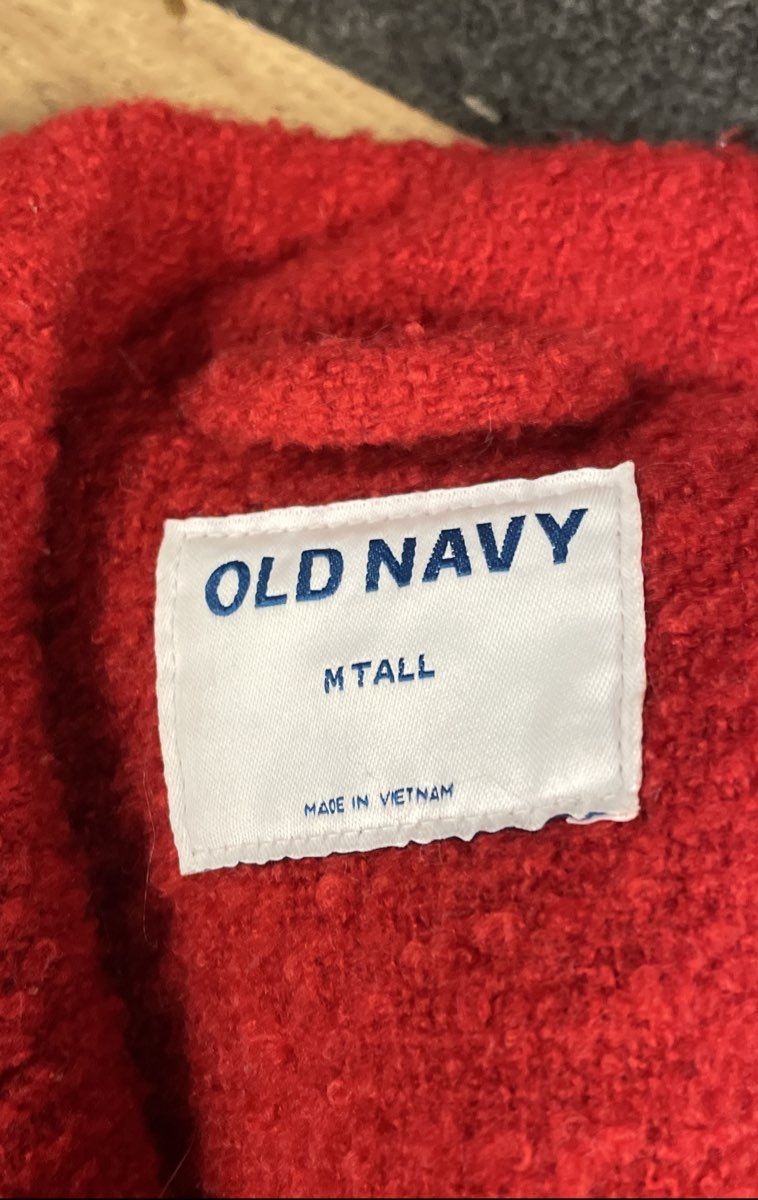 Old Navy Women's Red Textured Wool Blend Long Shacket Jacket Size M Tall