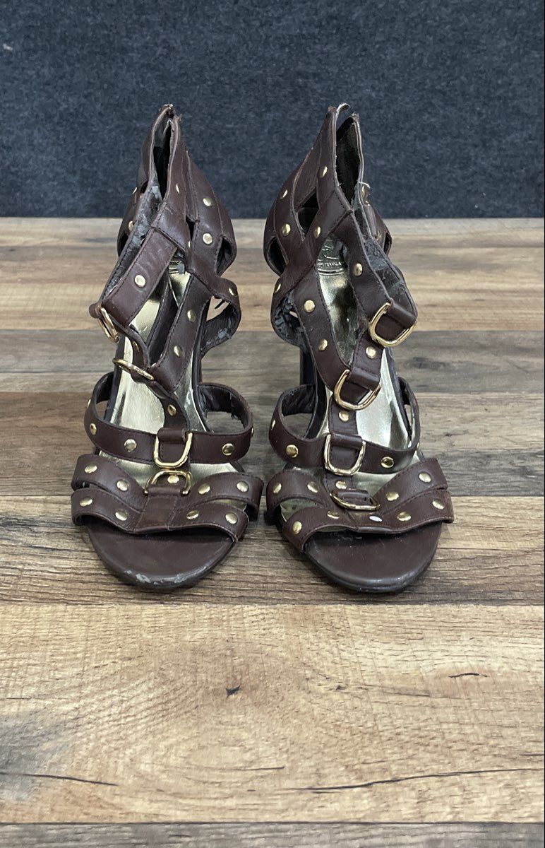 Jessica Simpson JS Brown Caged Strappy Studded Gladiator Heels Size 6.5