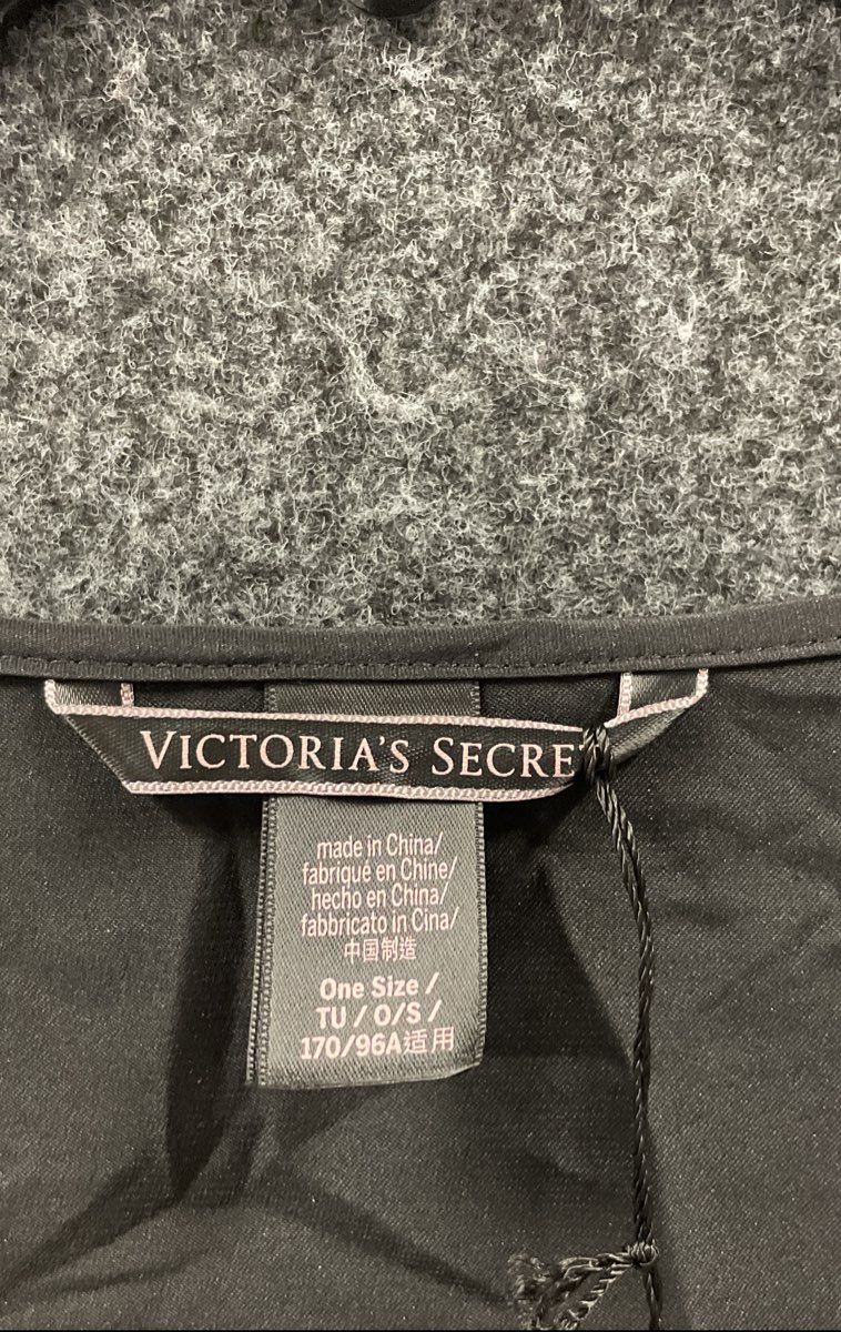 Victoria's Secret Women's Black Satin Kimono Cover Up Robe Front Tie NWT OS