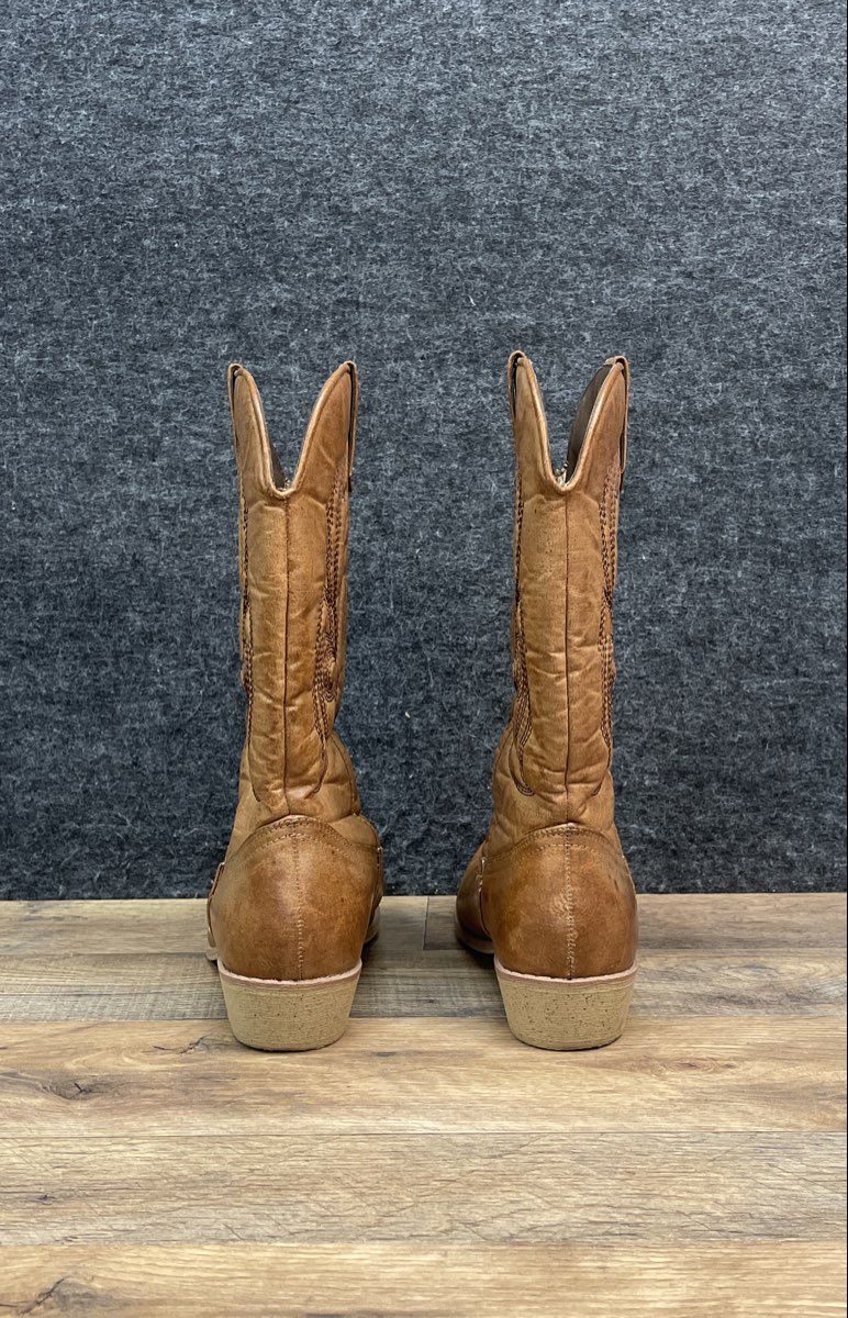 Coconuts Gaucho Tan Synthetic Leather Western Cowboy Boots Women's Size 6.5
