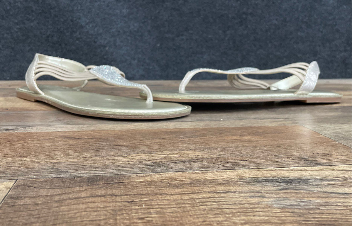 Kelly & Katie Silver Rhinestone Slingback Flip Flop Sandals Women's Size 11M