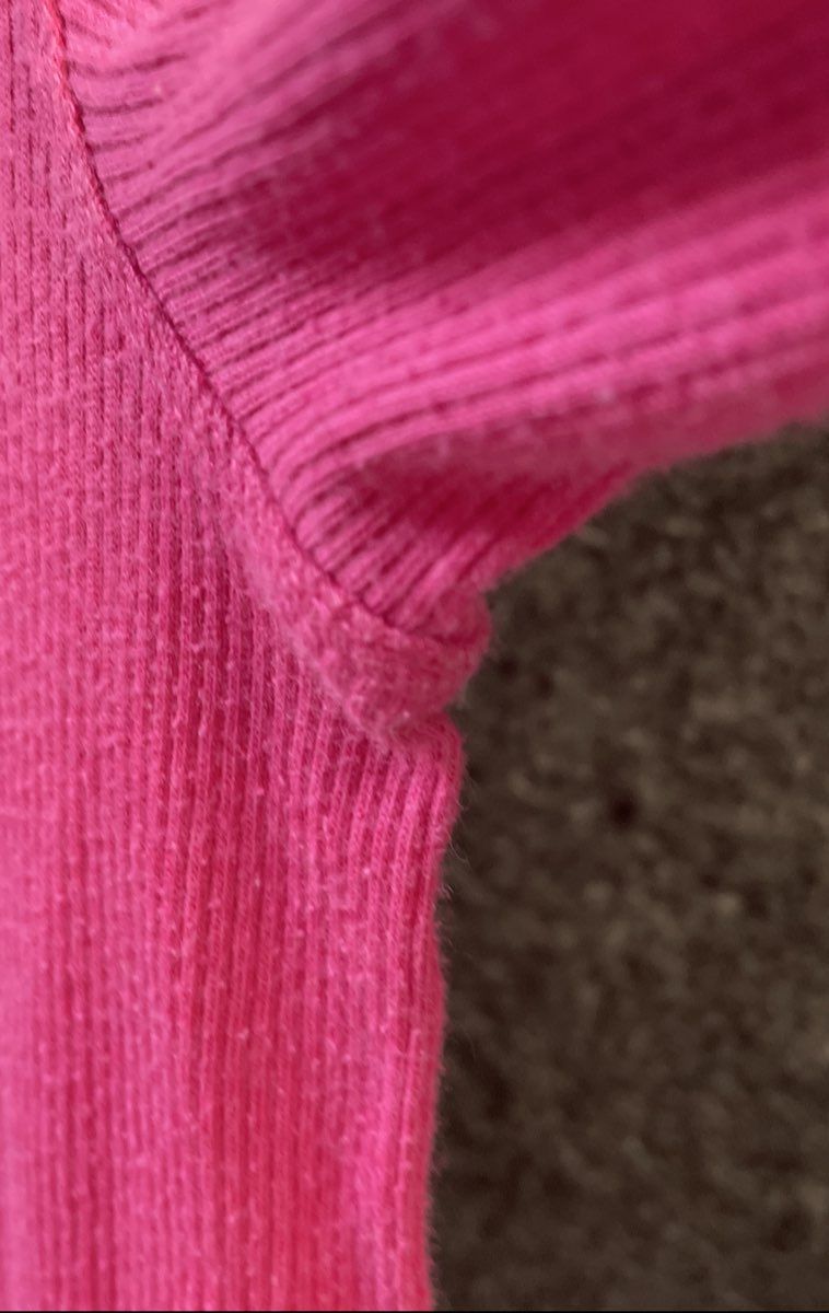 Victoria's Secret Women's Hot Pink Ribbed Knit Henley Long Sleeve Top Sz S
