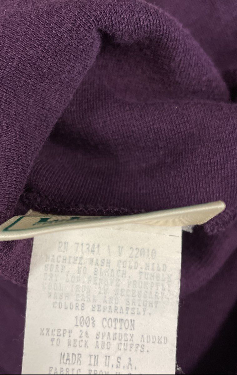 Vintage 90s L.L. Bean Women's Purple Cotton Turtleneck Top Made in USA Size L