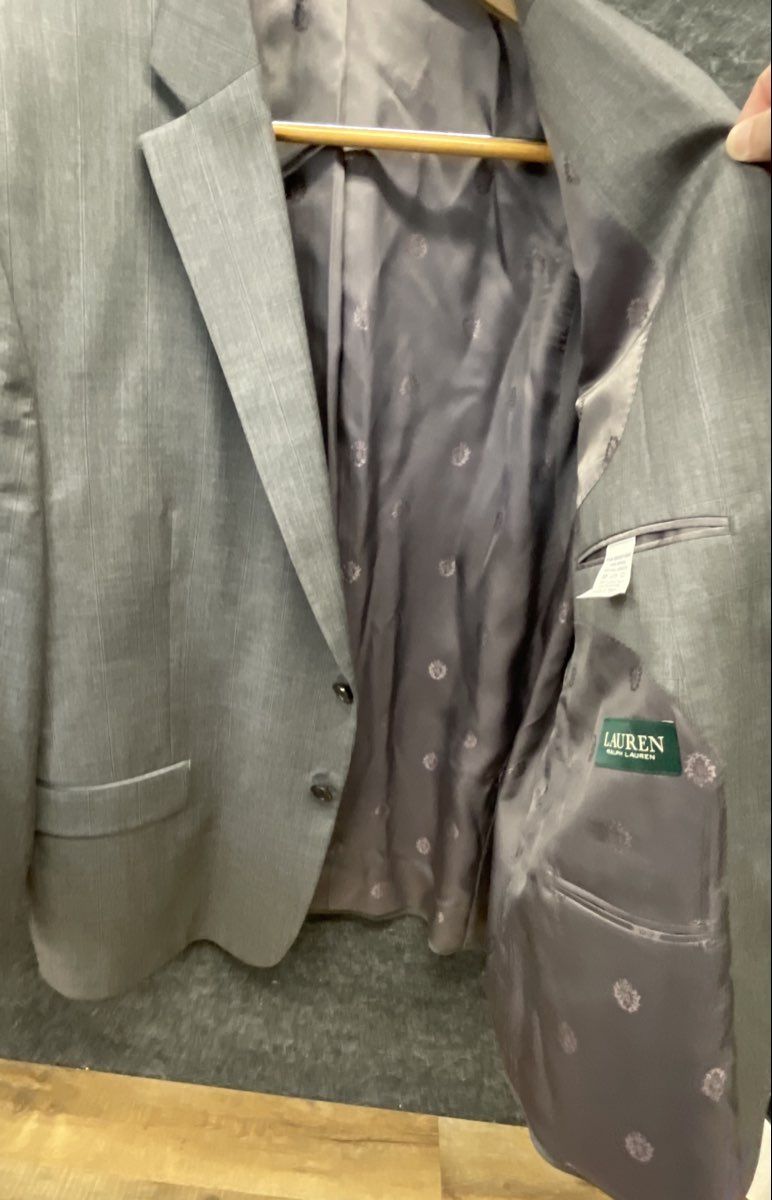 Lauren Ralph Lauren Men's Gray Glen Plaid Check 100% Wool Suit Jacket Blazer