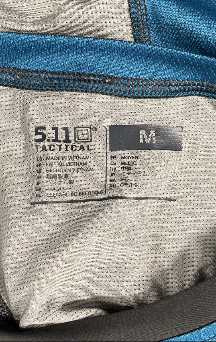 5.11 Tactical Men's Blue Gray Colorblock Performance Short Sleeve T-Shirt Sz M