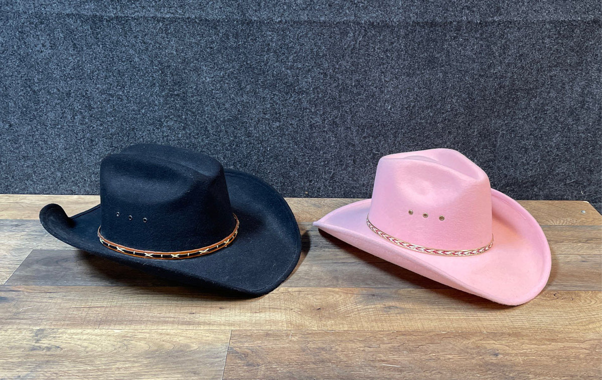 Western Express & Hat Biz Cowboy Hats Lot of 2 Pink & Black Western Sz S/M