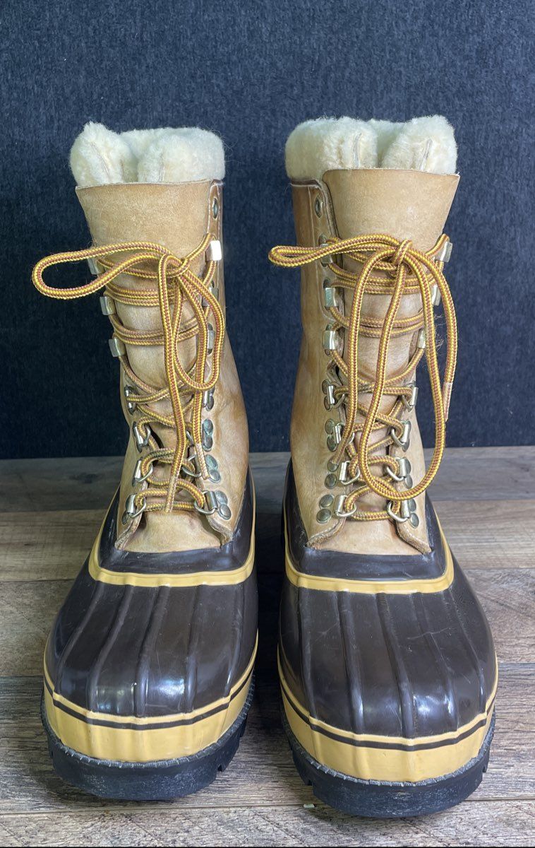 Timberland Vintage Snow Mobile Hunting Duck Boots Tan Leather Size 8