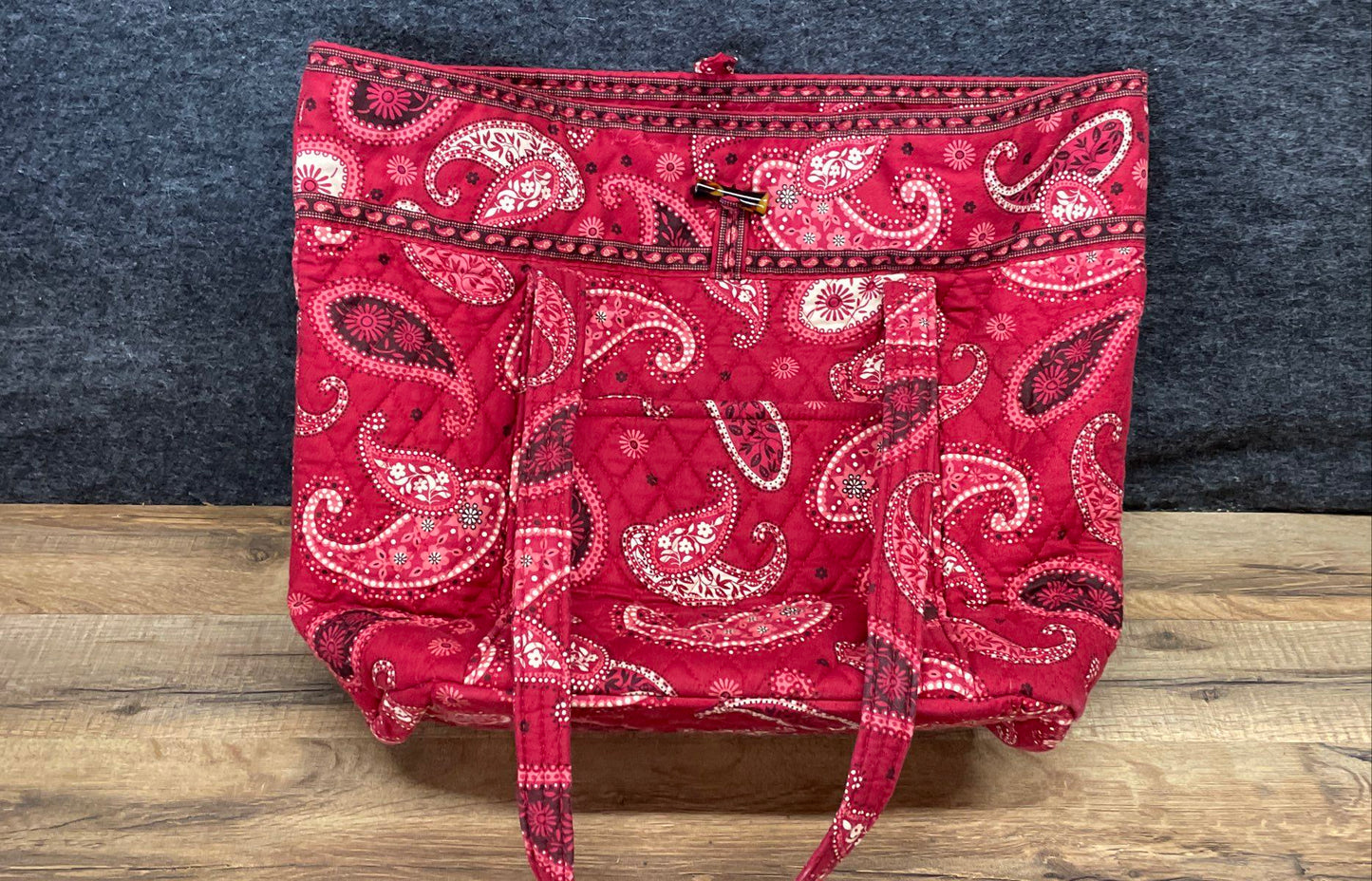 Vera Bradley Red Paisley Quilted Cotton Large Tote Shoulder Bag Handbag