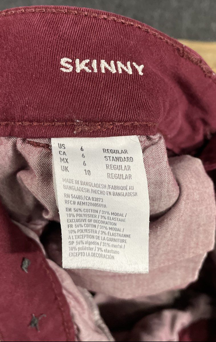 American Eagle Women's Burgundy Skinny Super Stretch Pants Maroon Sz 6