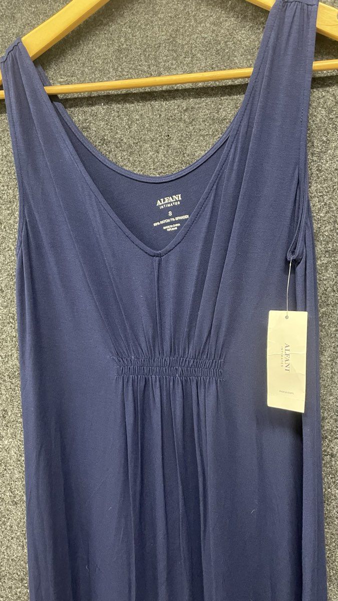 Alfani Women's Intimates Mahalo Dress Navy Blue Floral Hem Sleeveless Sz S NWT