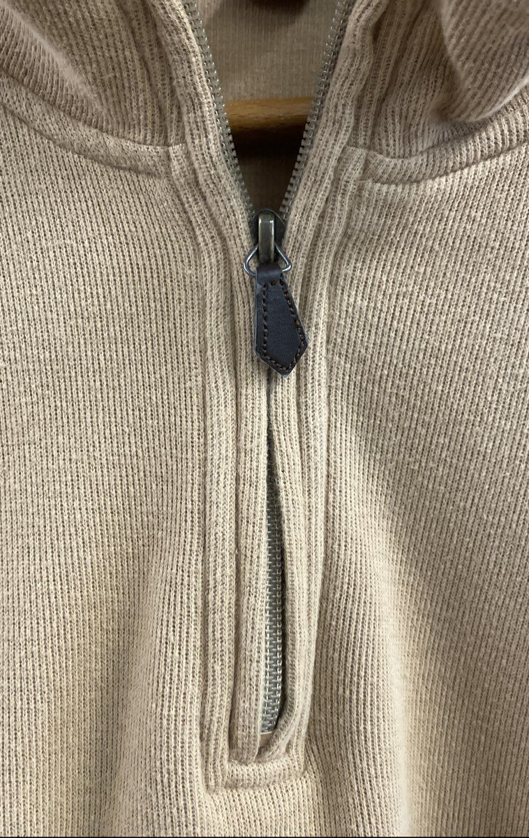 Saddlebred Men's Tan Cotton Ribbed Quarter 1/4 Zip Pullover Sweater XL