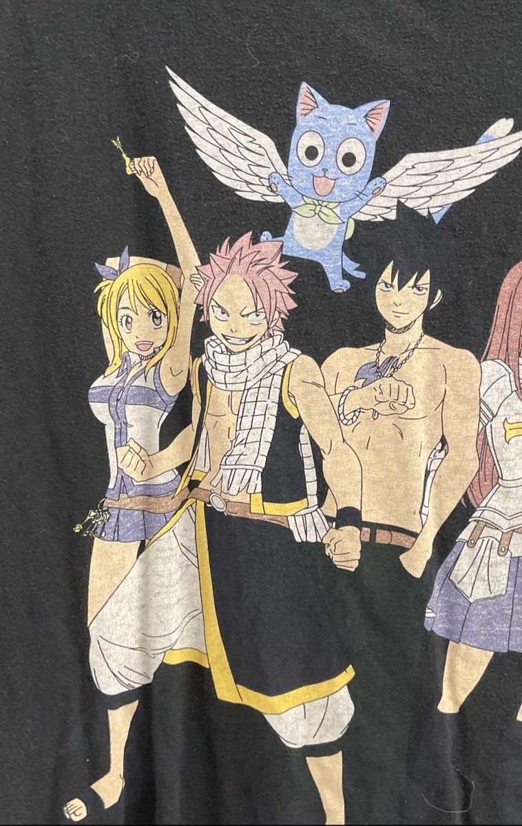 Fairy Tail Men's Black Funimation Graphic Anime Shirt Natsu Lucy Gray Erza XL