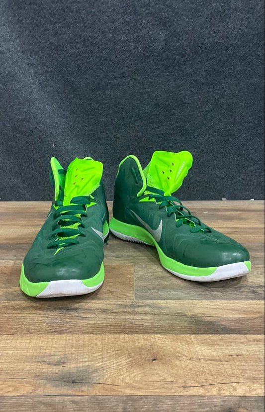 Nike Zoom Hyperquickness 2014 Green Silver Basketball Shoes Size 14