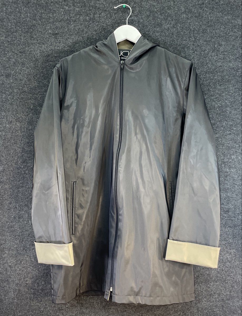 Utex Design Women's Gray Metallic Full Zip Hooded Jacket Coat Sz S