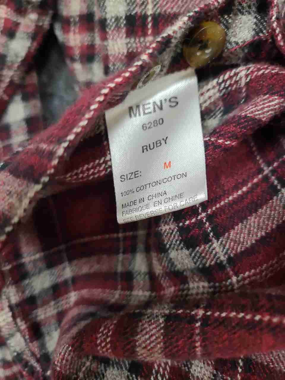 Woolrich Mens Plaid Cotton Button Down Shirt Ruby Red Long Sleeve Sz M