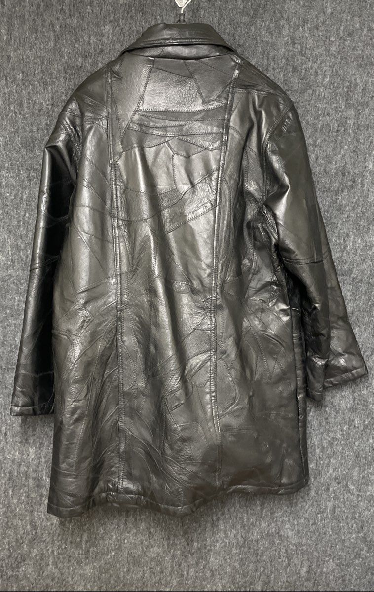 Vintage 90s Men's Black Patchwork Genuine Leather 3/4 Jacket Coat Sz L