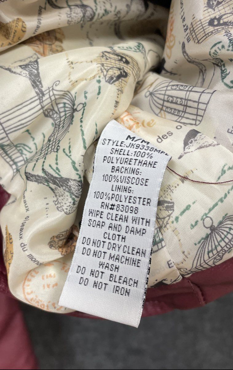 Cavalini Women's Faux Leather Moto Jacket Maroon Quilted Full Zip Size M