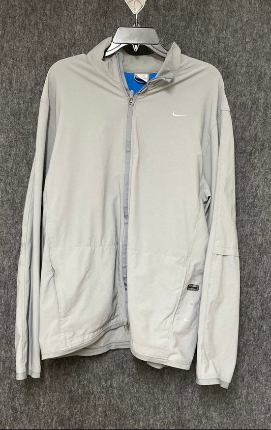 Nike Men's Gray Full Zip Fit Dry Training Running Jacket Blue Interior Sz XL