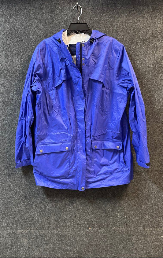 Duluth Trading Co Women's Blue Ripstop Rain Jacket Parka Hooded Mesh Sz 2XL