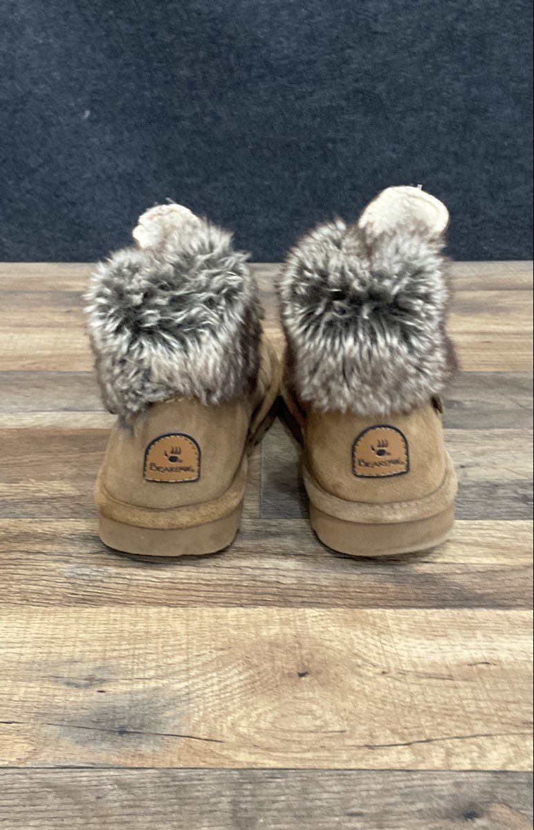 Bearpaw Hickory Suede Faux Fur Trim Ankle Winter Boots Women's Size 9