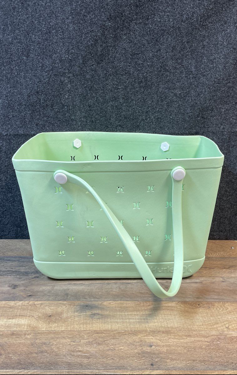 Hurley Pale Green Perforated Logo EVA Rubber Beach Tote Bag Large