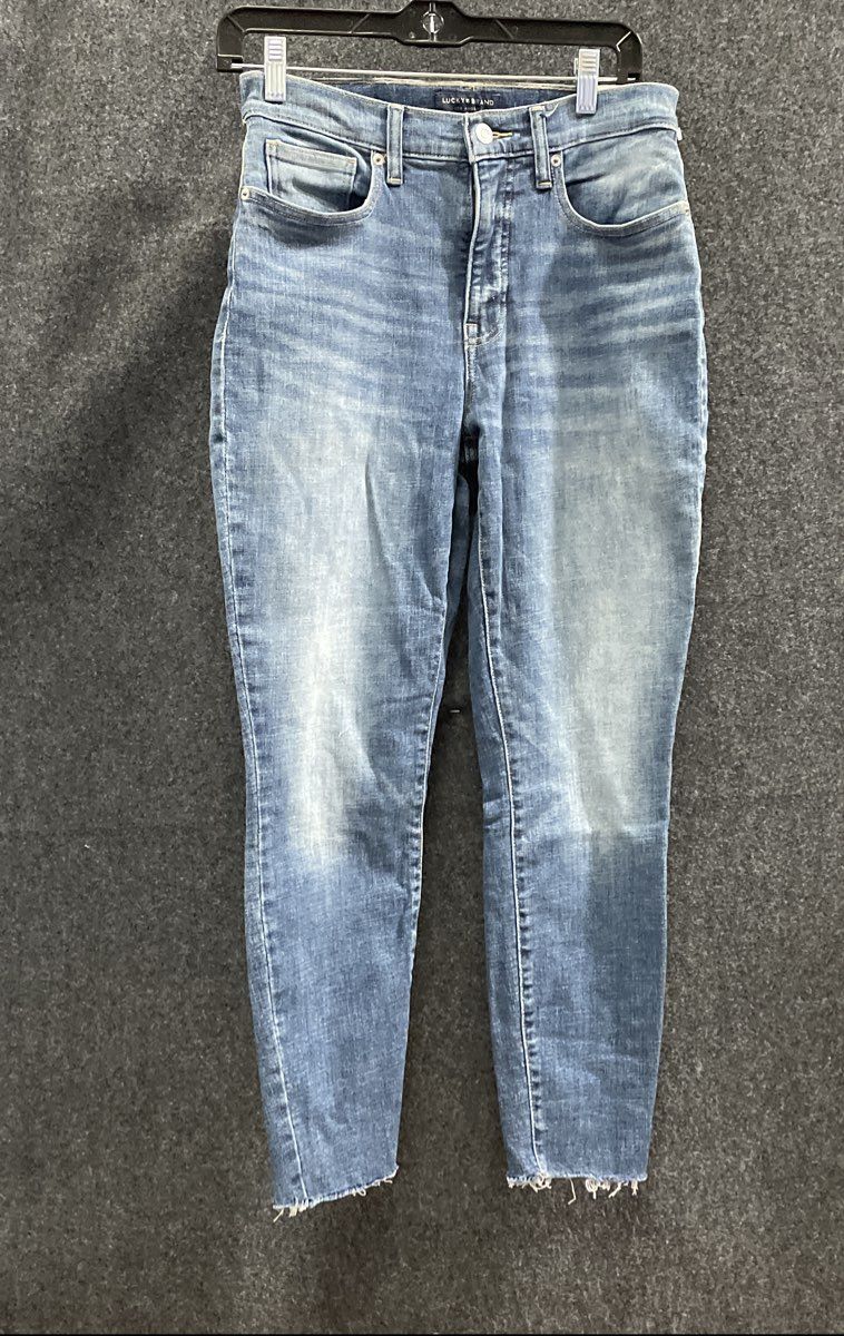 Lucky Brand Women's Blue High Rise Skinny Ankle Jeans Frayed Hem Sz 8 NWT