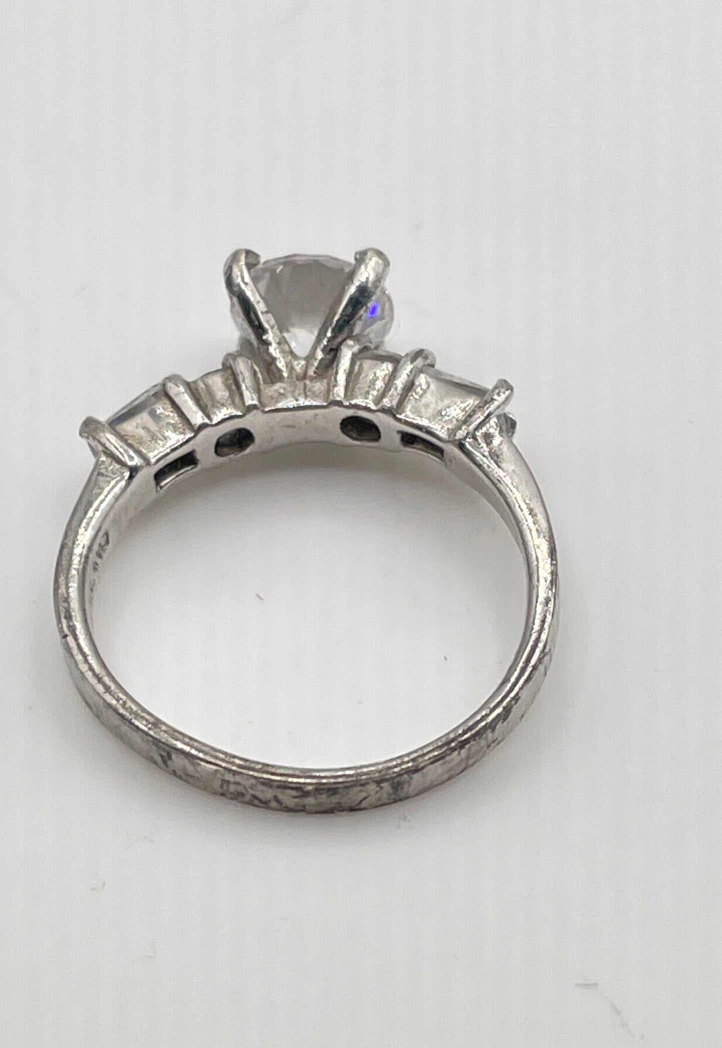 925 Sterling Silver Round & Baguette Cut CZ Ring 3.3g