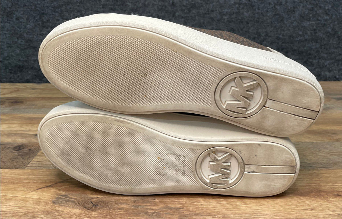 Michael Kors Poppy Brown Signature Logo Platform Sneakers Women's Size 9
