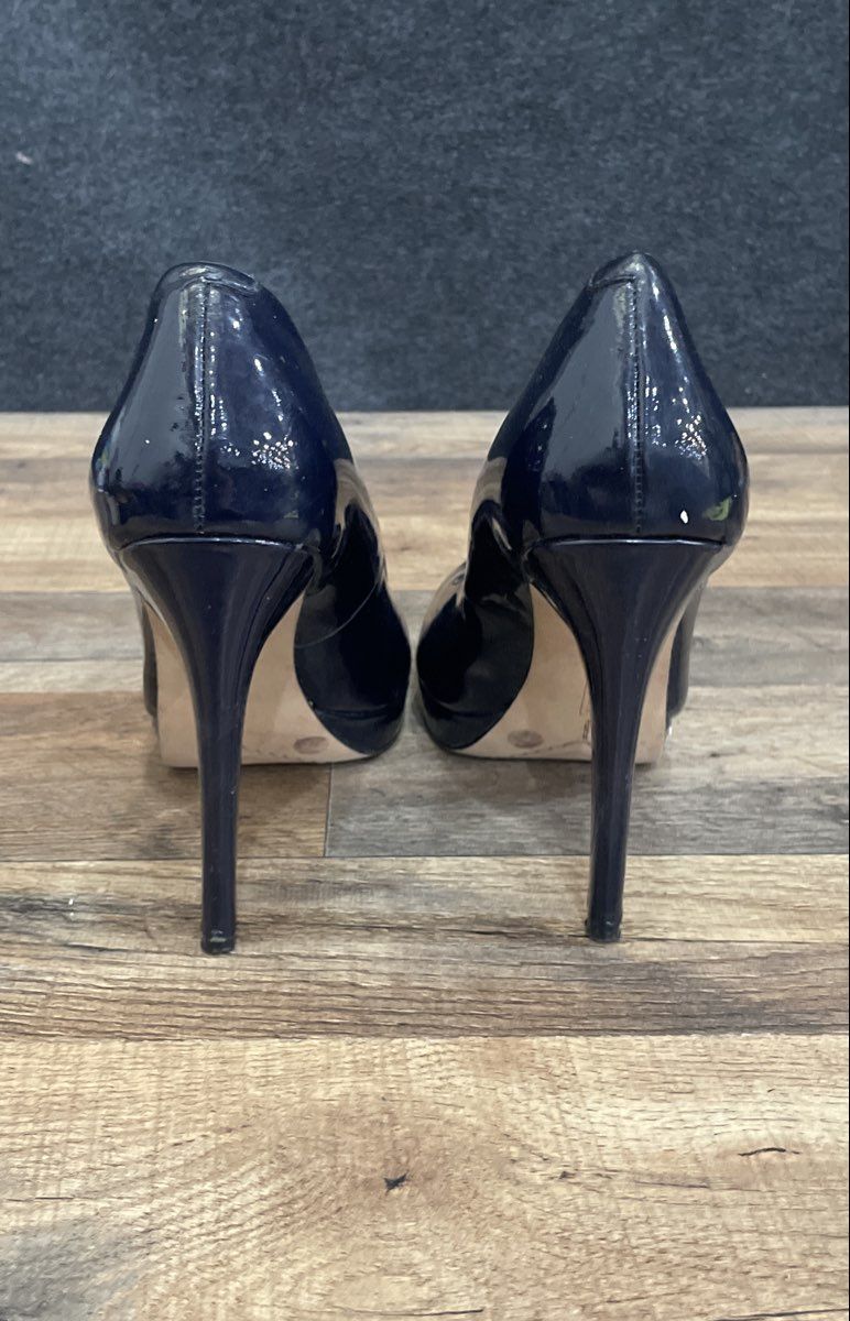 Vince Camuto Black Patent Leather Round Toe Platform Heels Pumps Size 8