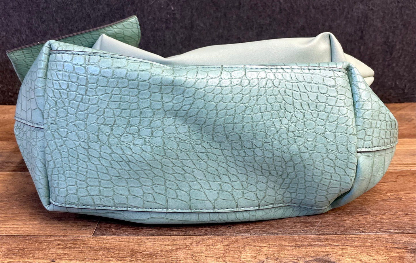 Collection XIIX Mint Green Croc Embossed 3-in-1 Reversible Tote Bag Set NWT