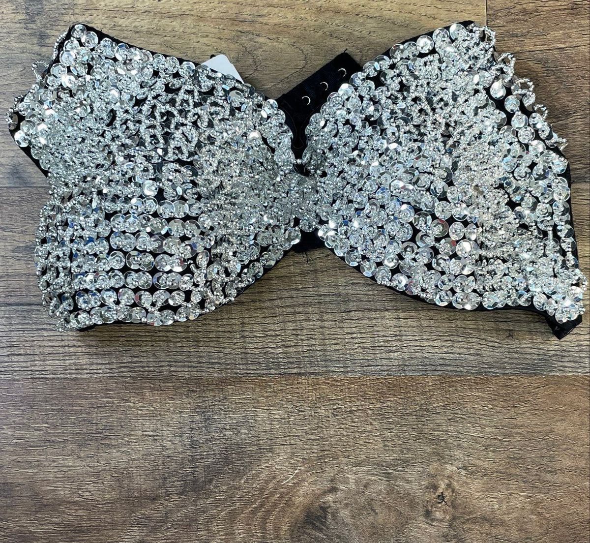 Women's Silver Rhinestone Crystal Festival Rave Bra Top Party NWT Size M