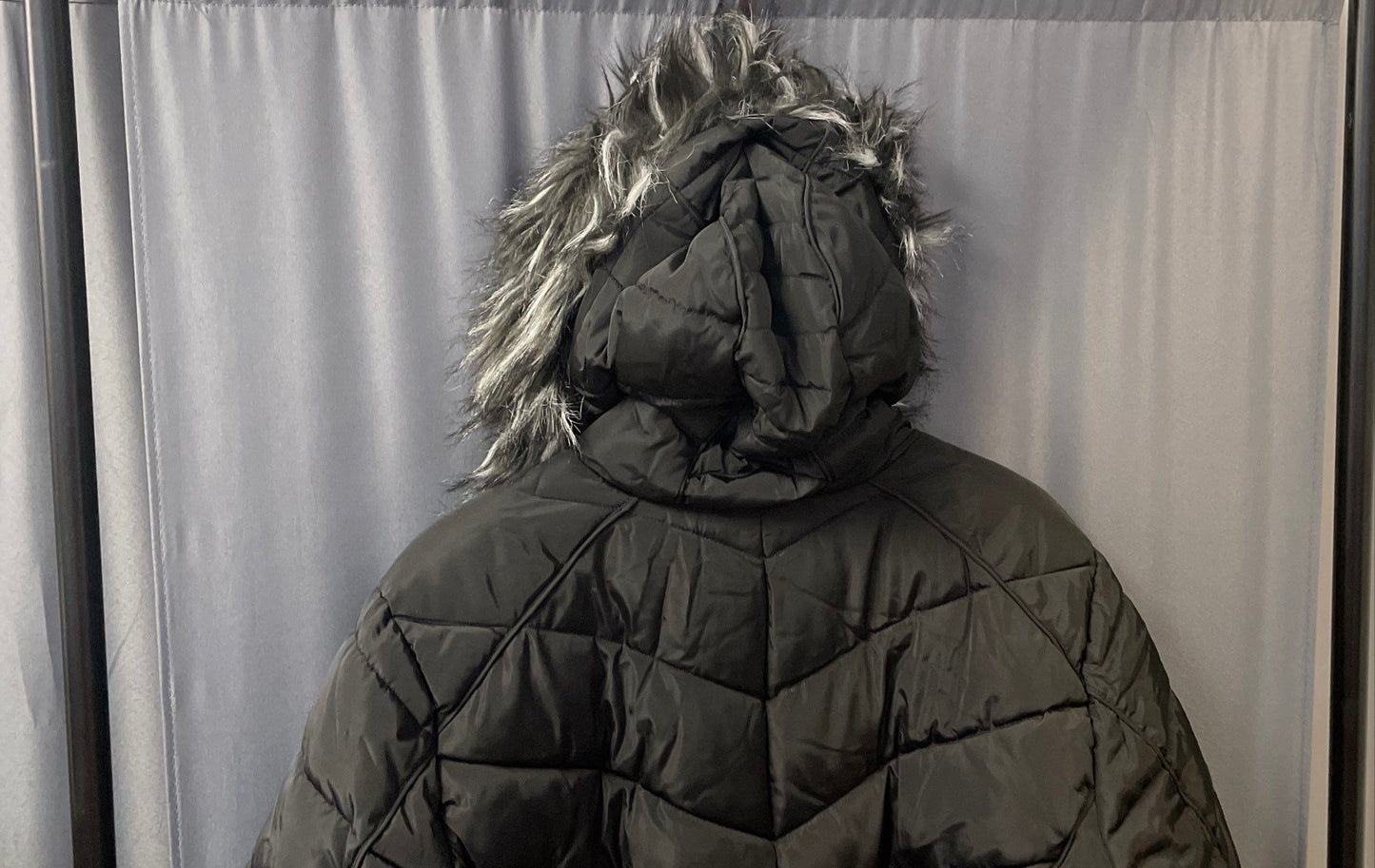 Celsius Premium Women's Black Quilted Parka Jacket Faux Fur Hood NWT Sz 1X