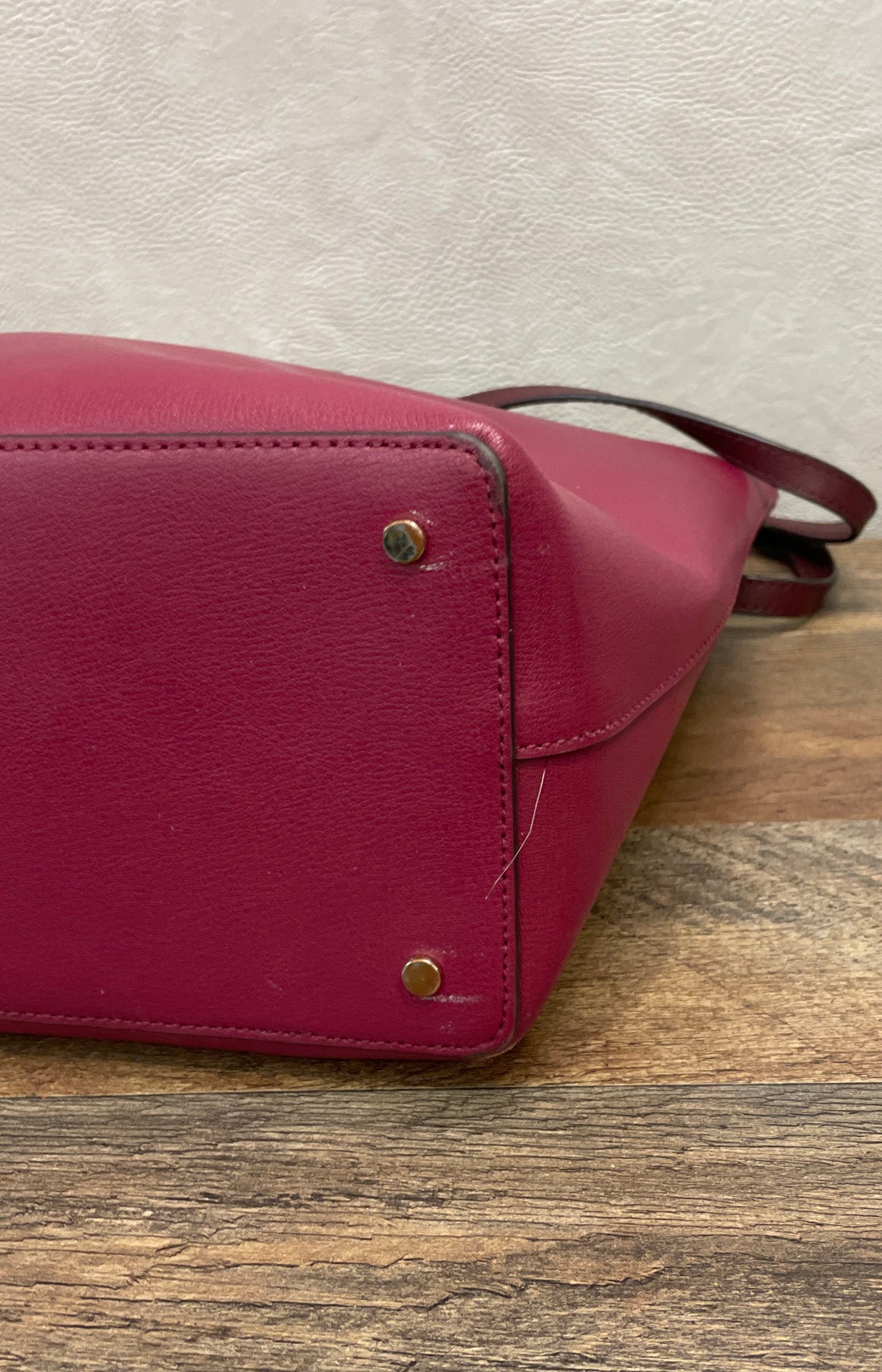 Kate Spade Cranberry Pebbled Leather Tote Bag and Matching Wallet Lot of 2