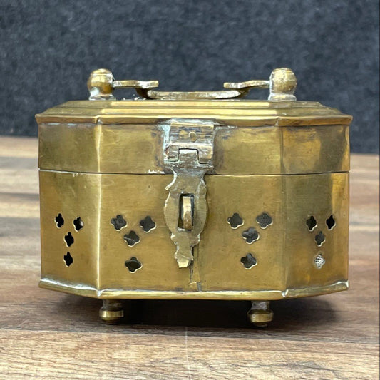 Vintage-style Brassed Hinged Cricket Box