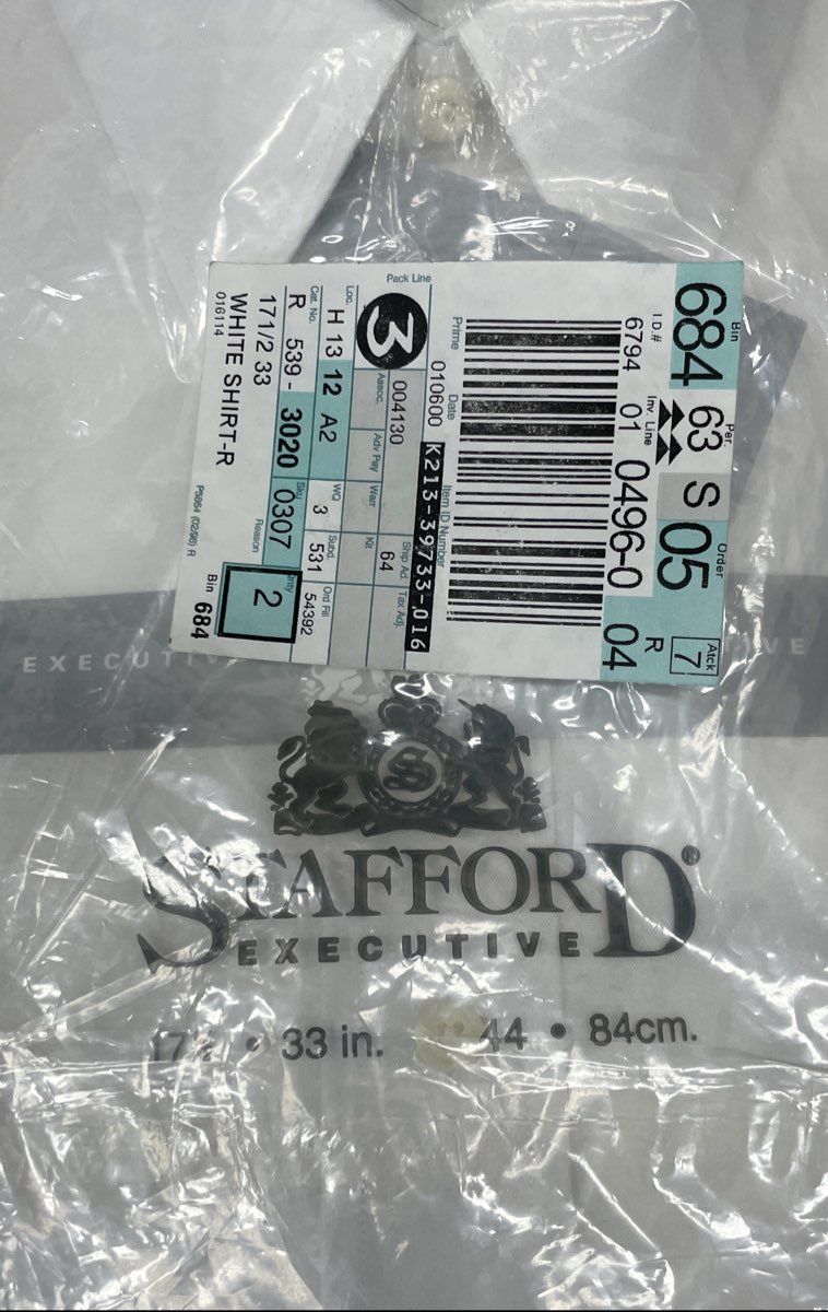 Stafford Executive Men's Dress Shirt White Point Collar NWT 17.5 33