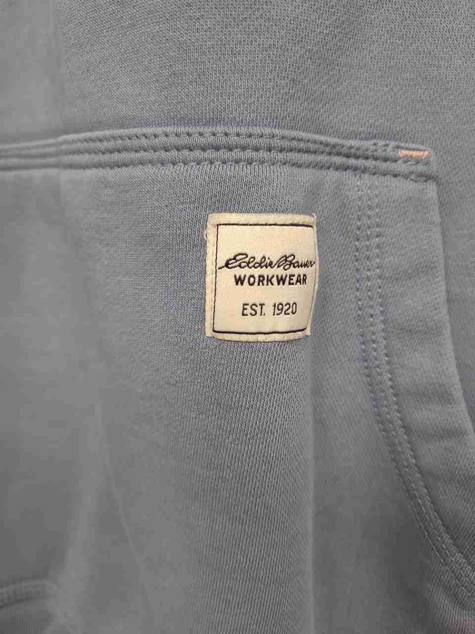 Eddie Bauer Men's Workwear Hoodie Light Blue Graphic Sleeve Pullover Sz XXL