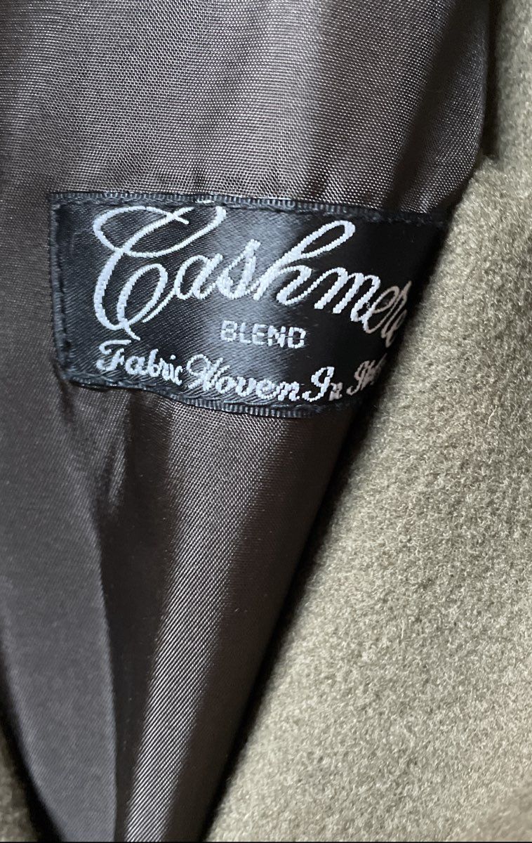 Vintage Weatherproof Men's Olive Cashmere Blend Italian Fabric Overcoat Sz 42R