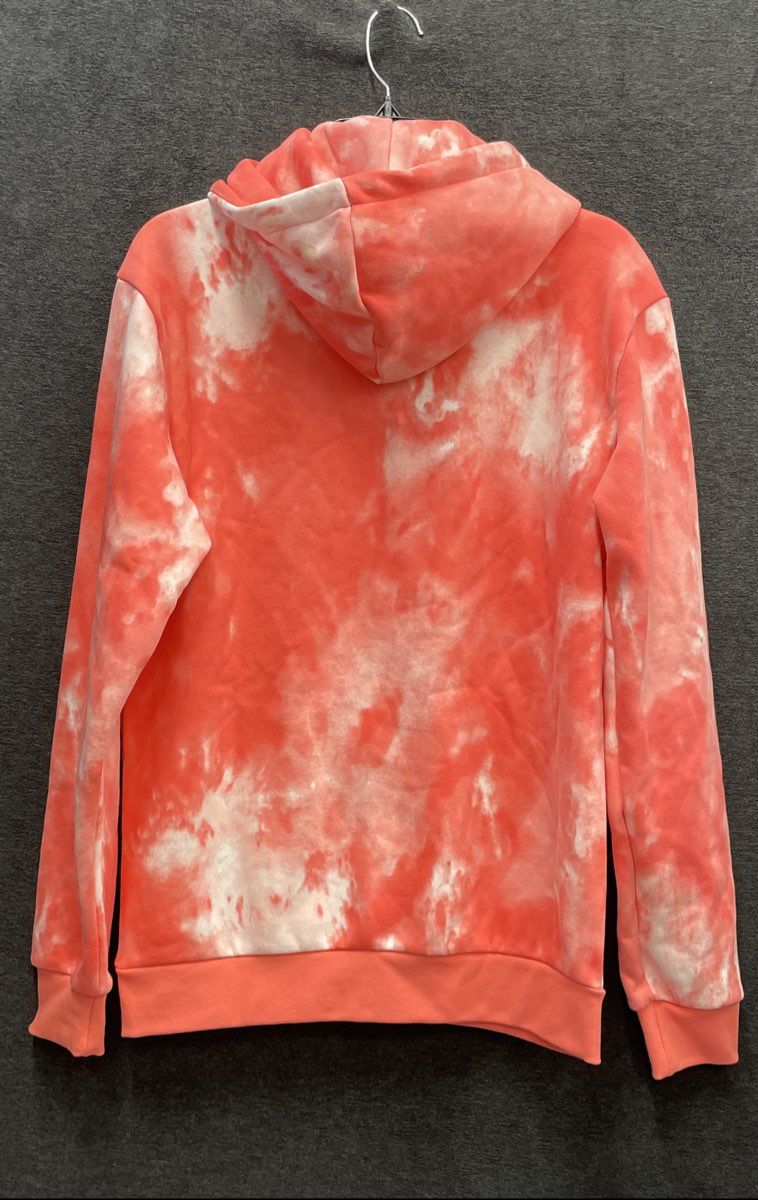 Adidas Originals Men's Hoodie Peach White Cloud Wash Tie Dye Trefoil Pullover S