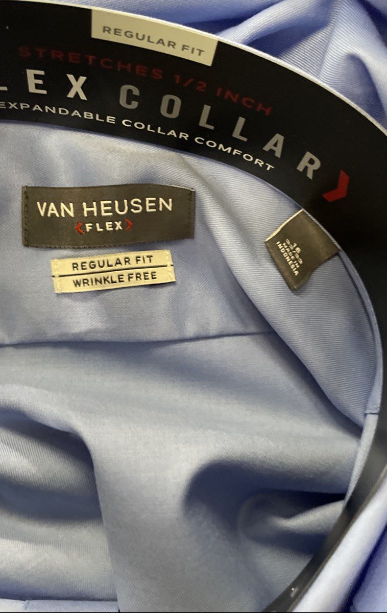 Van Heusen Men's Periwinkle Flex Collar Regular Fit Dress Shirt 16 32/33 NWT