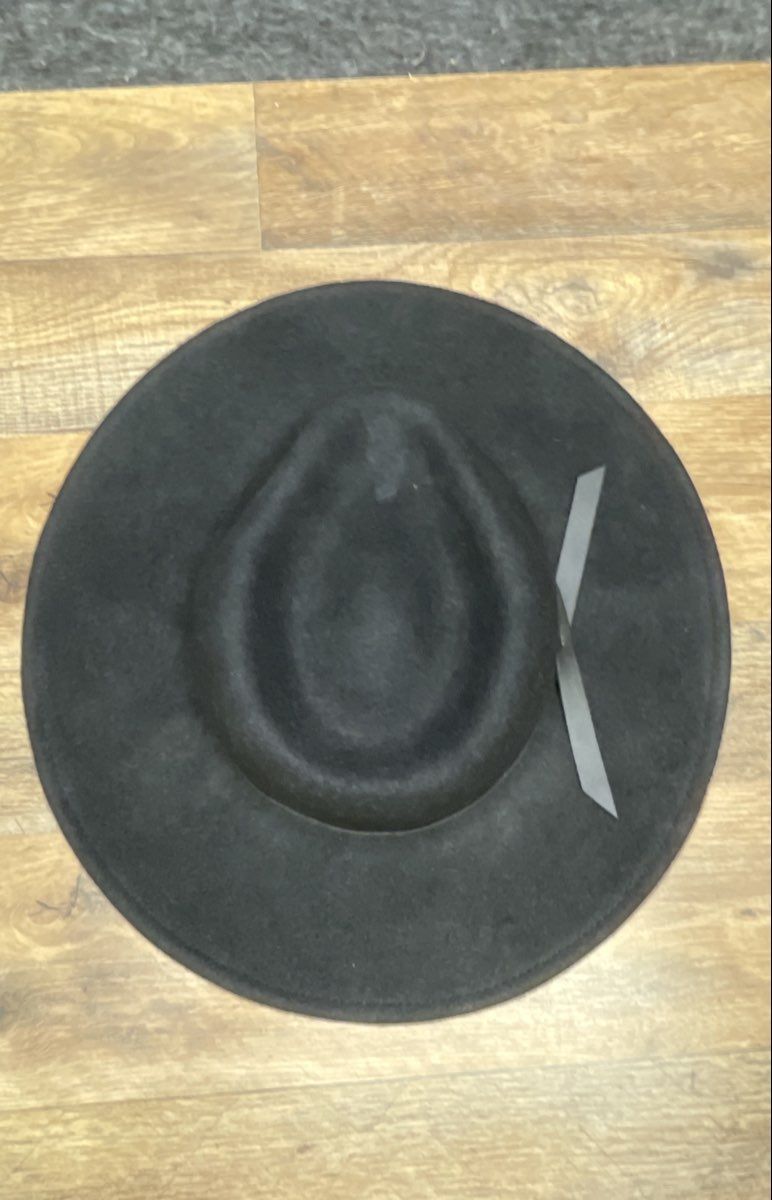 H&M Women's Black 100% Wool Wide Brim Flat Fedora Hat