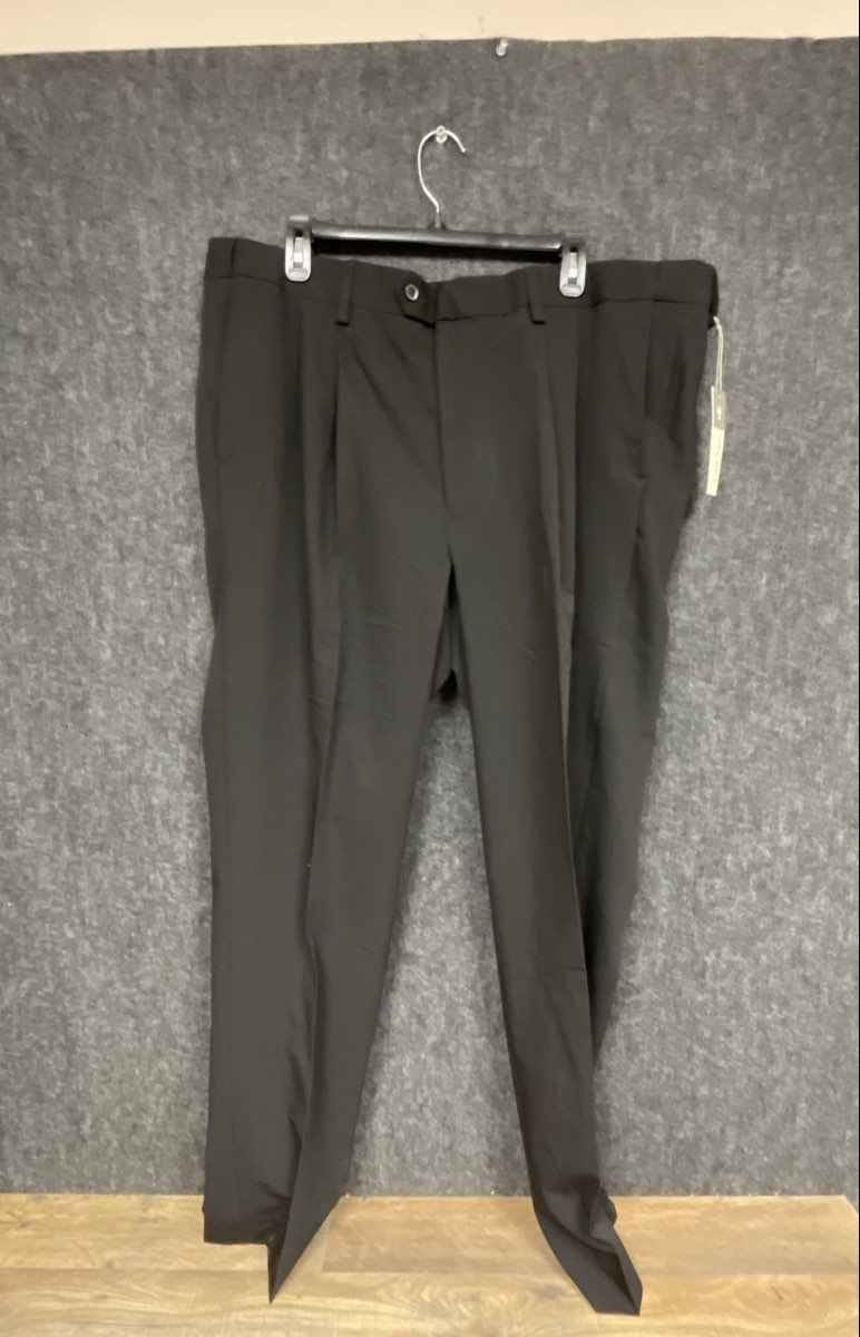 Oak Hill Men's Black Pleated Dress Pants Slacks Perfect Fit NWT Sz 42x32