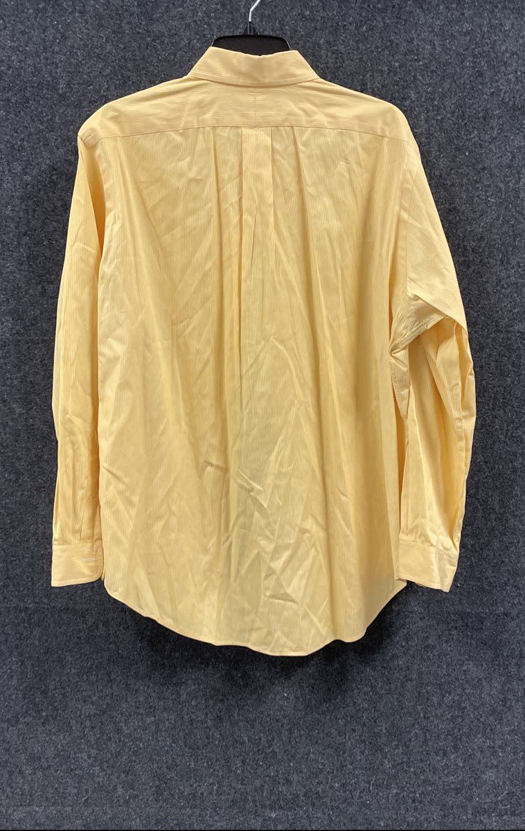 Ralph Lauren Men's Yellow Striped Classic Fit Button Down Shirt Sz 16 32/33