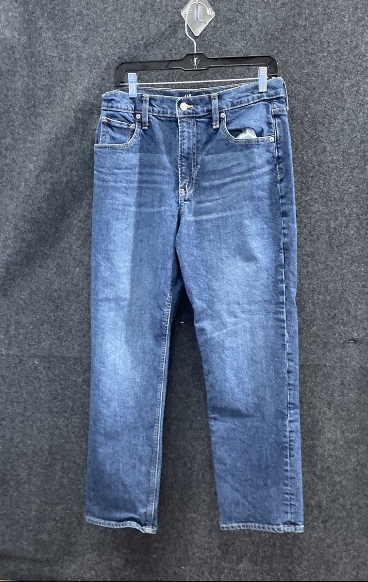 Gap Women's Blue High Rise Straight Stretch Denim Whiskered Jeans Size 12/31R