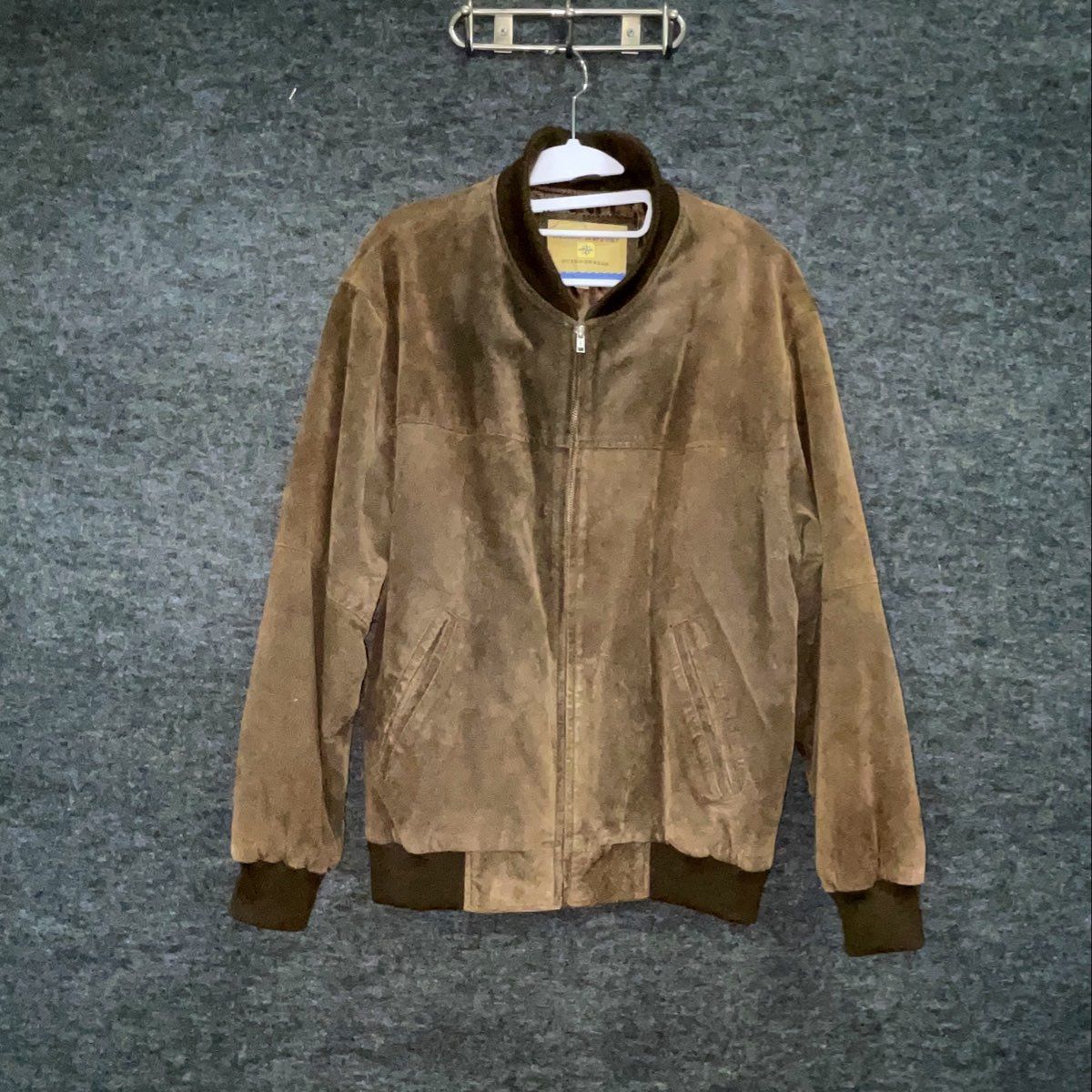 Boston Harbour Men's Brown Suede Bomber Jacket Vintage 90s Y2K Sz M