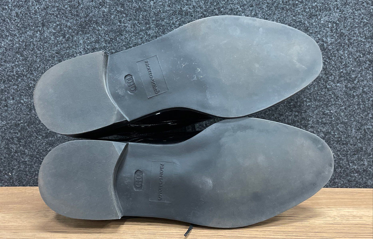 Pronto Uomo Black Patent Leather Mock Toe Derby Shoes Size 10.5 D