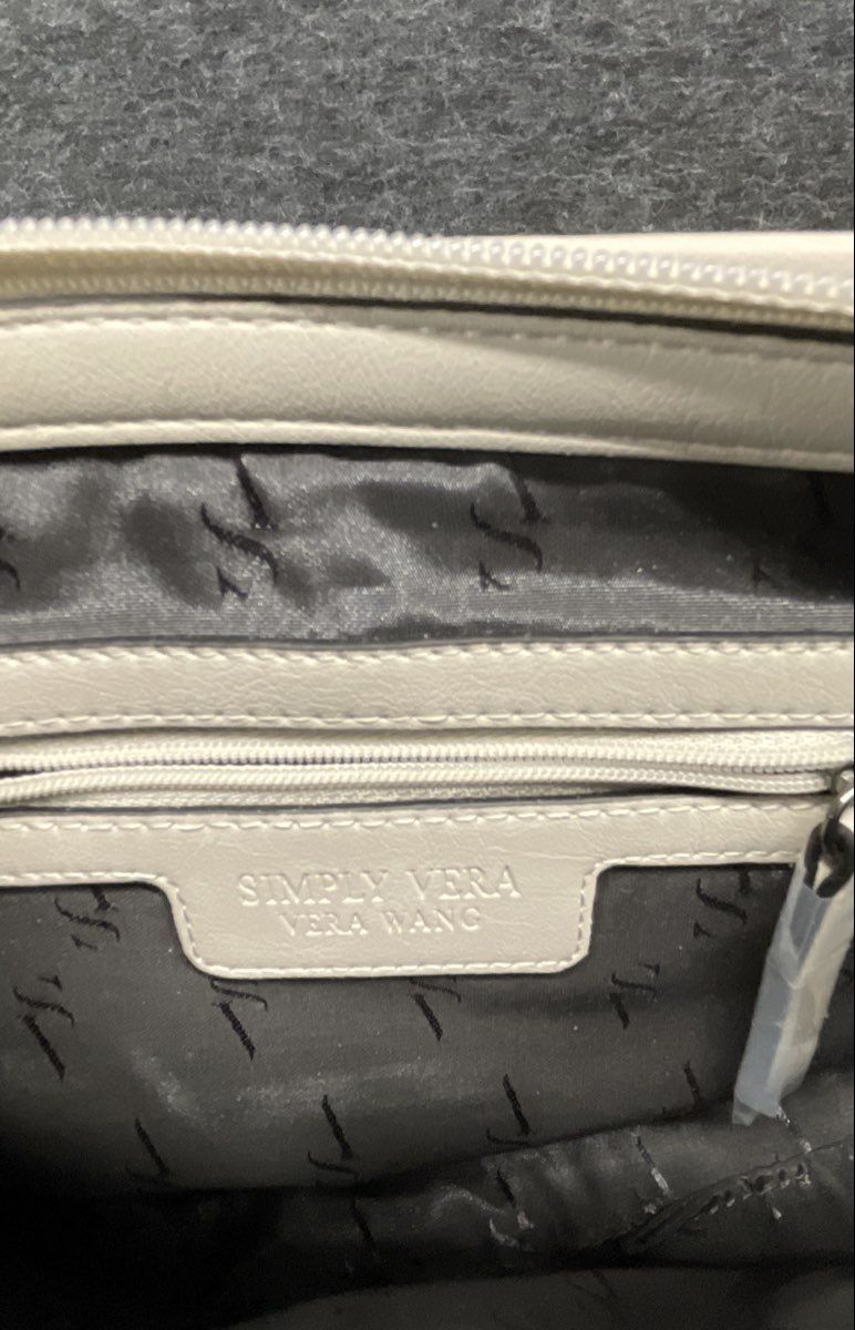 Simply Vera Wang Cream Perforated Floral Crossbody Bag Pewter Hardware