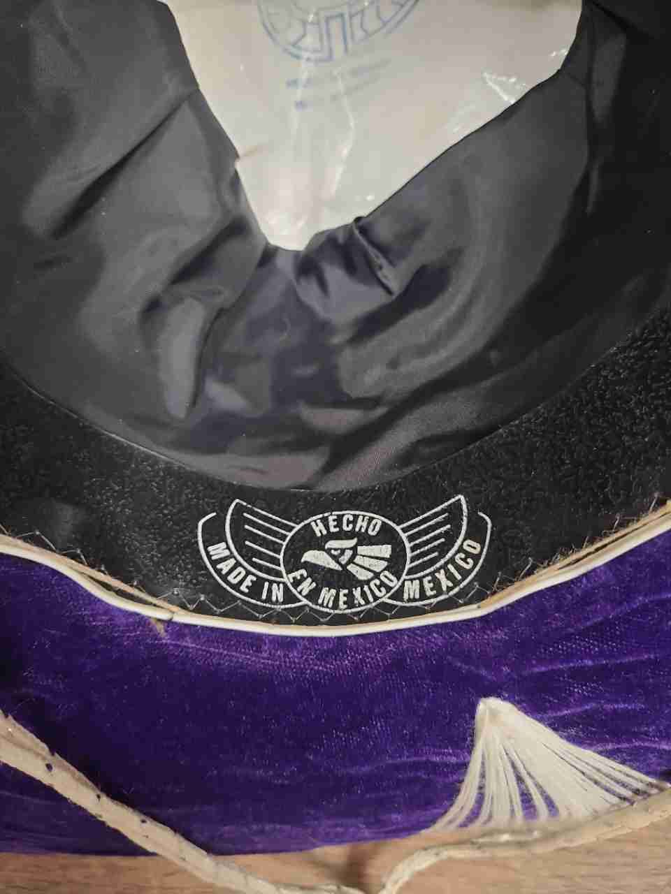 Vintage Pigalle Purple Velvet Mariachi Sombrero Silver Embroidered 21" Mexico