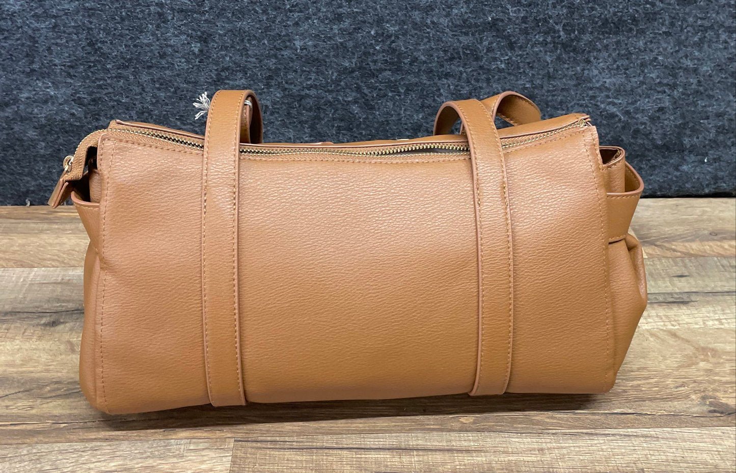 A New Day Brown Leather Satchel Handbag Gold Hardware NWT