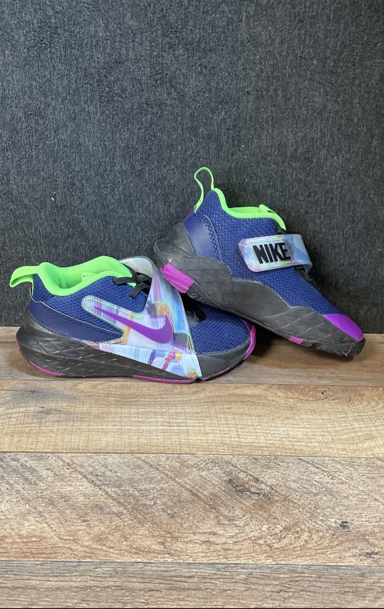 Nike Hustle D 12 Blue Purple Green Kids Basketball Shoes Size 13C